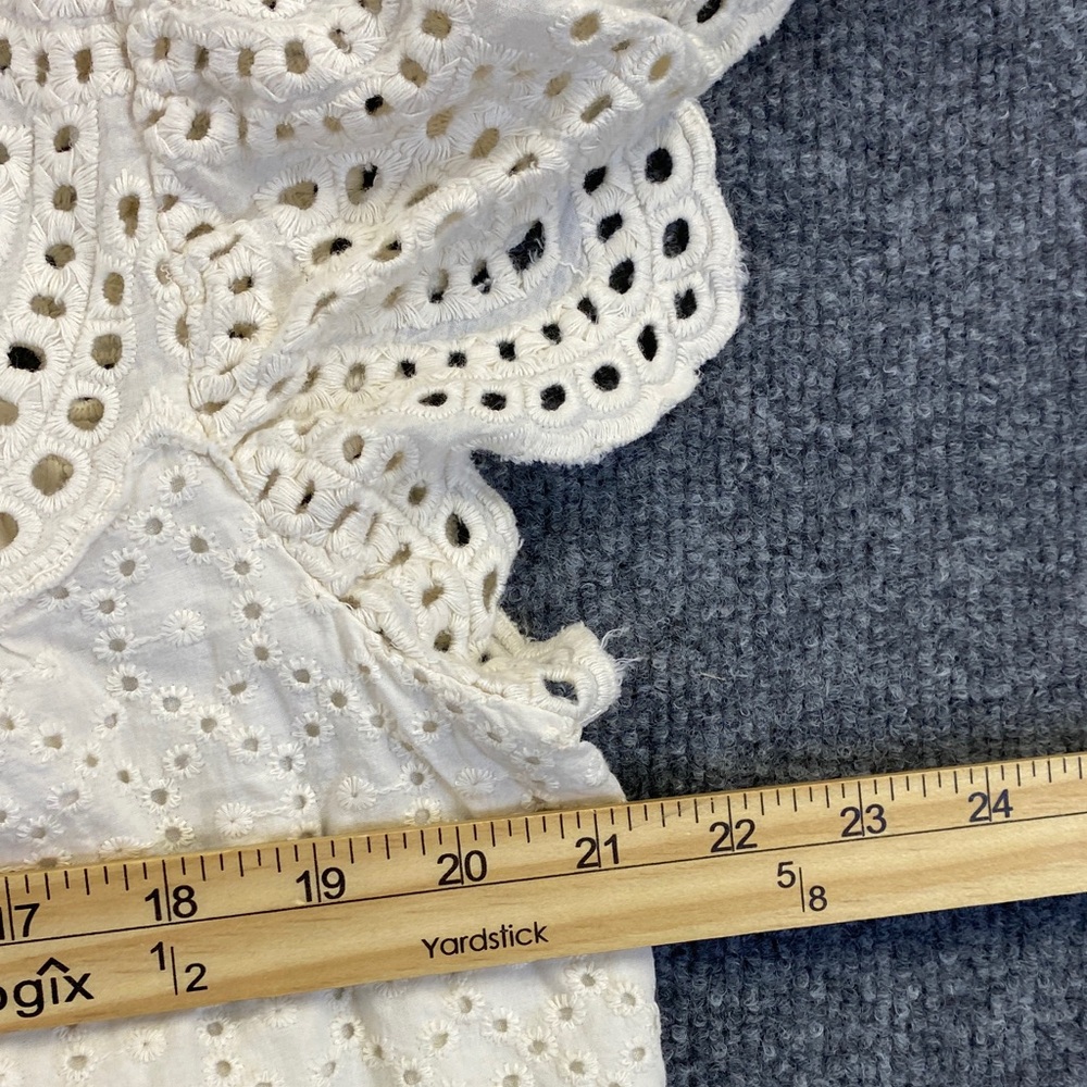 Lace Eyelet Tie-Neck Blouse in Cream Jennifer‎ & Grace 1X - Picture 3 of 9